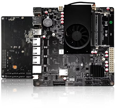 AIOPCWA NAS Motherboard, 6 Bay, Celeron J6412 4C 4T TDP10W, Mini Itx, 2× I226V 2.5GbE LAN,1× RTL8125BG 2.5GbE LAN, 6 × sata3.0, PCIe×1, DP + HD(4K@60Hz), Barebone NO RAM NO SSD