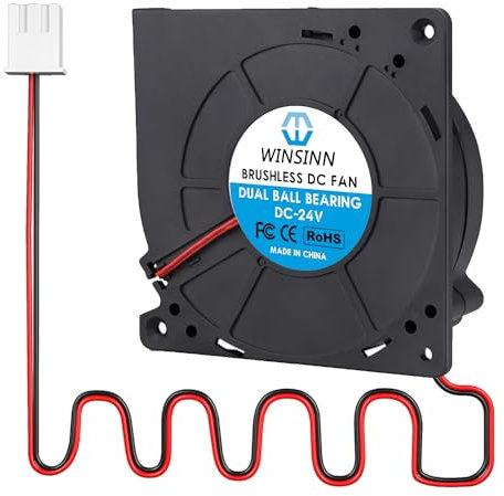 WINSINN Ventilador de 120 mm CC de 24 V 12032 con rodamiento de bolas dual, turbina de refrigeración sin escobillas, turbina turbo de 120 x 32 mm, 2 pines