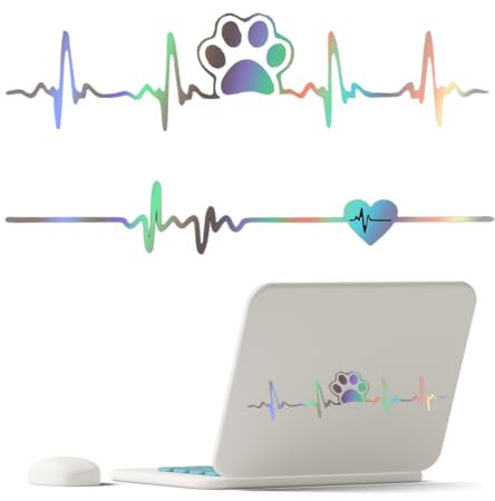 2 Pezzi Auto Adesivi Zampa Cane Personalizzati in Vinile Adesivi Impronte Gatto Adesivi Decorazione Stickers per Macchina o Moto o pareti del Computer Portatile Autoadesivi Cane Zampa Adesivi Cuore