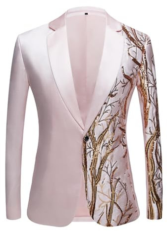 Rrongwn Sakkos Für Herren Regular Fit Pailletten Glitter Anzugjacke Modern Anzugsjacke Freizeit Smoking Für Hochzeit Revers Business Leichter Blazer Slim Fit Einfarbige Sakko Comfort Jackett