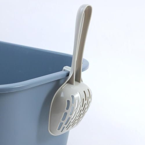 Pala per lettiera con supporto, paletta all-in-one, pala profonda, manico ergonomico, paletta in plastica resistente, per estrarre la lettiera per gatti