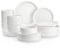 MALACASA Plates and Bowls Sets, 24 Pieces Modern Porcelain Dinnerware Set for 8, Ceramic Dishware Dishes White Kitchen Dinner Dining Ware Set, Microwave and Dishwasher Safe, Series LUNA