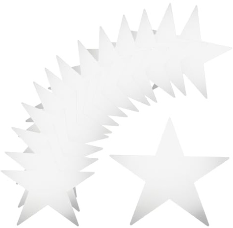 QUARKZMAN 120 Piezas de Recortes de Estrellas Plateadas 6 Pulgadas | Doble Cara de Papel Decoración de Estrellas de Cartón, para la Pared de la Clase Fiesta Nocturna de Cine