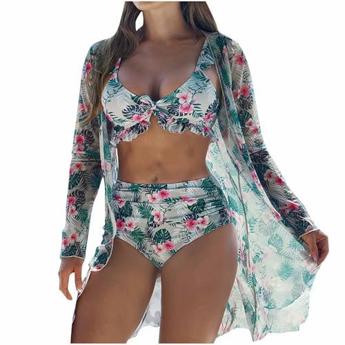 Set di costumi da bagno da donna, top da spiaggia, micro bikini, tankini, copricostume da bagno da donna, X-984 Verde Lime, S