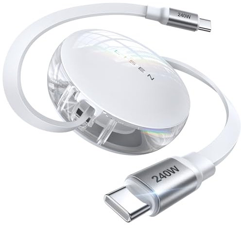 LISEN 240W USB C Kabel, Einziehbares Ladekabel, Schnellladekabel USB C Kabel für iPhone 16 Ladekabel Samsung S25 iPad MacBook Pro Huawei Xiaomi Nintendo Switch
