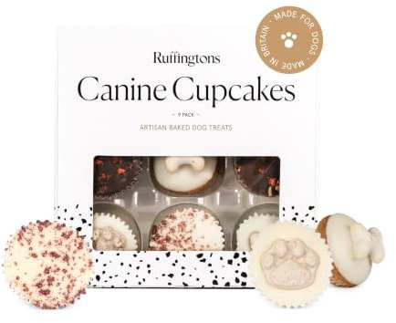 Ruffingtons Canine Cupcakes 9 pack - carob and yoghurt cupcakes, for dogs, celebrate your dog's birthday in style, cupcakes for dogs.