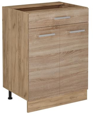 Vicco Küchenunterschrank R-Line, Sonoma, 60 cm mit Schublade, ohne Arbeitsplatte