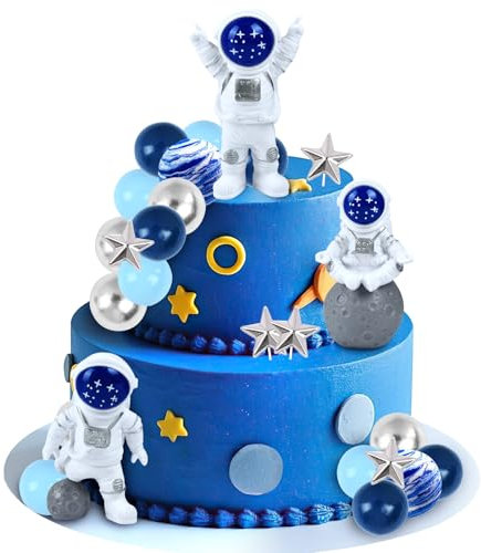 Astronauten Tortendeko Kuchen, 25 Stück Weltraum Kuchen, Planeten Deko, Astronaut Figur, Kugeln Tortendeko für Kinder Geburtstag