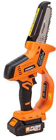 VILLAGER VBT 0520 Akku-Kettensäge - 18V, 2Ah-Akku, 2,4A-Ladegerät, geringes Gewicht (4kg), werkzeuglose Kettenspannung, Softgrip, Kettenschutz, Transportkoffer - für Astschnitt und Gartenpflege