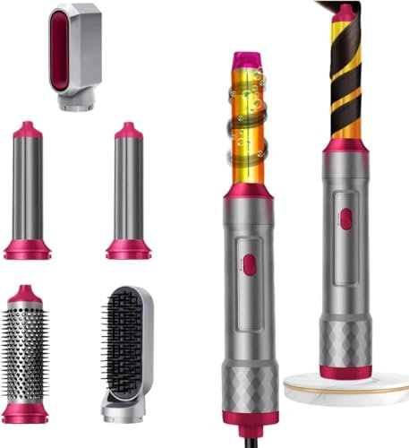 Hairstyler Set, 5 in 1 Air styler, Negativ Lonen Haarstyler mit Lockenstab automatisch, Air Styler Thermal Brush Haartrockner