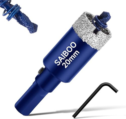 Scie Cloche Diamantée pour Carrelage avec Foret de Centrage, Foret Diamant Brasé dur pour Porcelaine, Carrelage, Verre, Granit, Marbre et Céramique (Diamètre 20mm)