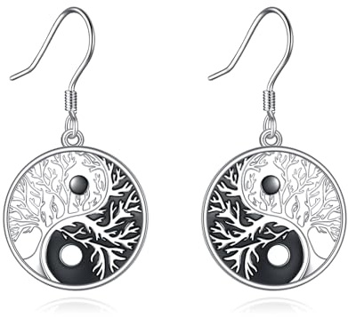 YFN Yin Yang Ohrringe 925 Sterling Silber Baum des Lebens Schmuck Geschenk für Männer Damen