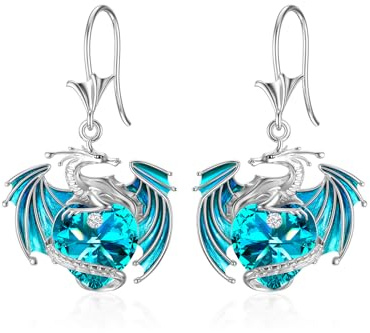 Drachen Ohrringe Sterlingsilber Drop Dangle Drachenohrringe mit Kristallen – Perfektes Geschenk für Frauen