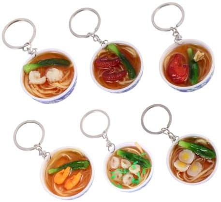 VANZACK 6Pcs Simulation Food Decoration Bowl Noodle Pendant Keychain Random Styles for Durable Accessories for Boys and Kitchen Play Fun and Lightweight