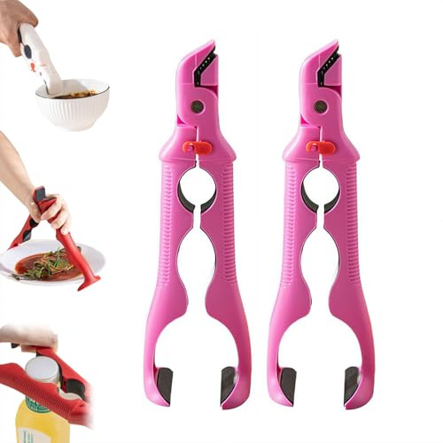 Cikiki 2Pcs Hot Plate Gripper Tongs,3-in-1 Multi-function Anti-Scald Bowl Holder Clip,Anti Scald Plate Gripper Non-Slip Heat Insulation Clamp for Dish Bowls Pots Plates