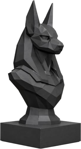 Anubis Statue 25 cm - Ägyptischer Gott der Unterwelt und Beschützer der Seelen - Büste Low Poly Schwarz - Moderne geometrische Skulptur - Elegante Heimdekoration - Antike Ägypten-Figur zum Sammeln