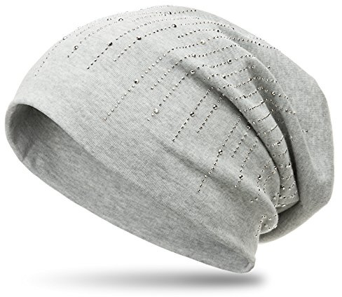 Caspar MU142 Beanie Mütze mit stylischen Strass Streifen und warmem Flanell Stoff