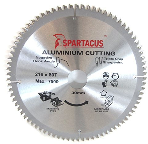 Spartacus 216mm Diameter x 80 Teeth x 30mm Bore Aluminium Cutting Circular Saw Blade Fits Dewalt DW701 DW707 DW712