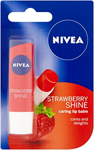 Bálsamo para el cuidado de los labios de Nivea, sabor fresa, 4,8 g, paquete de 12 unidades