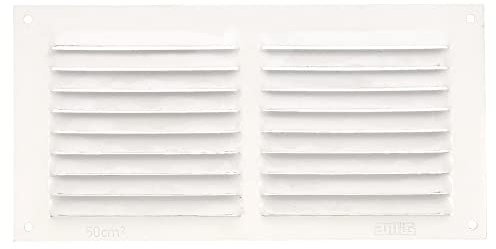 Amig - Rejilla Rectangular de Aluminio - Rejillas de Ventilación para Salida de Aire - Ideal para Techo de Cocina y Baño - Medidas 100 X 200 MM - Color Blanco