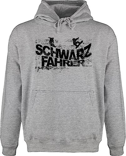 Hoodie Herren Pullover Männer - Skiurlaub Apres Ski - Schwarzfahrer Snowboard - L - Grau meliert - Skifahren Wintersport skioutfit apre Party Fahren Geschenk après Fasching Mottoparty