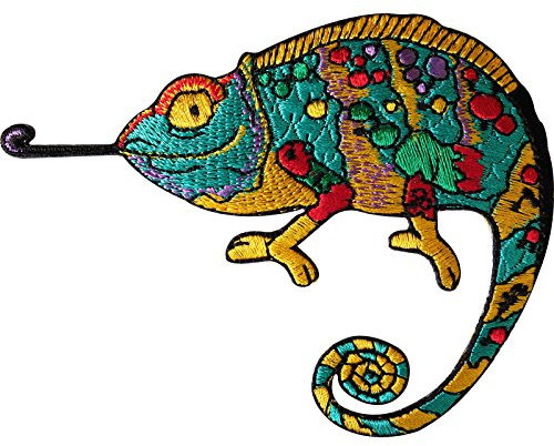 Chameleon Patch Iron/Sew On Clothes Jacket Bag Biker Embroidered Lizard Badge