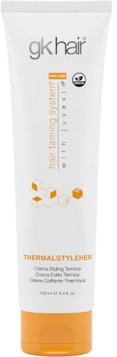 GK HAIR Global Keratin ThermalStyleHer Hair Cream (3.4 Fl Oz/100ml) - Thermal Styling Cream Anti Frizz Heat Protectant against Flat Iron Heat & Hot Blow Dry Prevents Damage & Breakage -All Hair Types