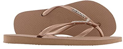 Havaianas Womens Slim Glitter Flip Flops Sandals Gold 6-7 UK
