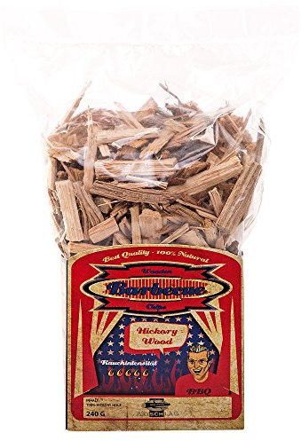 Axtschlag Räucherchips Hickory, ideale 240 g Probier-Packung, sortenreine Wood Chips für besondere Rauch- und Geschmackserlebnisse, für alle Grills
