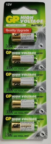 Lot de 5 piles alcalines GP23A 12 V ultra haute tension 23 Ae, A23, VA23GA, MS21, MN21, 8LR932, 28 x 10 mm