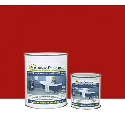 MATPRO - Peinture Laque Epoxy Salle de Bain - Sans Solvant, Auto-Lissant - Répare et Rénove Baignoire, Lavabo, Évier, Plan de Travail - Rouge Brique - 5Kg
