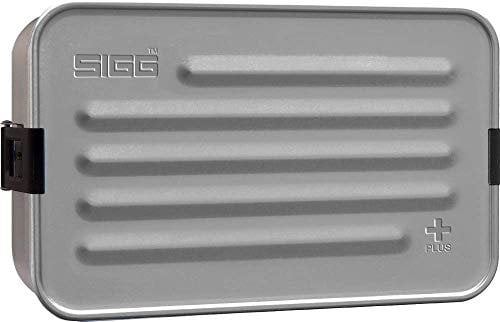 SIGG Metal Box Plus L Alu Lunchbox 1.2 L, Moderne Brotdose mit praktischem Einsatz, federleichte Brotbox aus Aluminium mit Trennwand