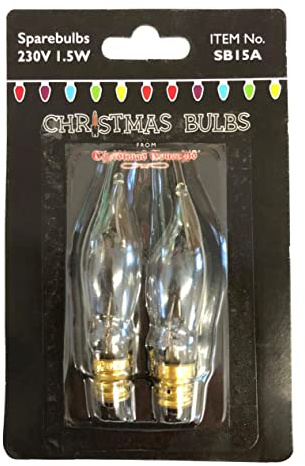 Pack of 2 - Screw in E12 Clear Replacement Christmas Candle Flicker Bulbs 230V 1.5W