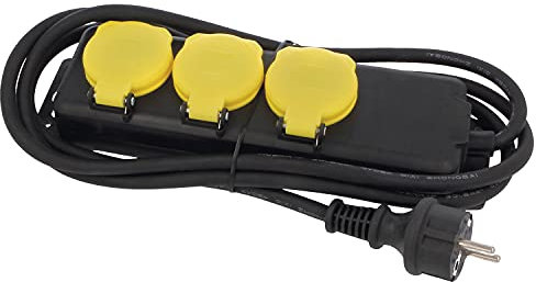 Amig - Base Multiple étanche ou multiprise avec 3 Prises Mod. 3305 avec Couvercle Rabattable adapté pour l'extérieur et l'intérieur | Prises avec étanchéité IP44 | Câble de 2 m