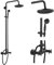 Système de douche à effet pluie en bronze huilé avec 2 boutons mélangeurs 20,3 cm Pomme de douche à effet pluie avec douchette à main Robinet de douche de salle de bain