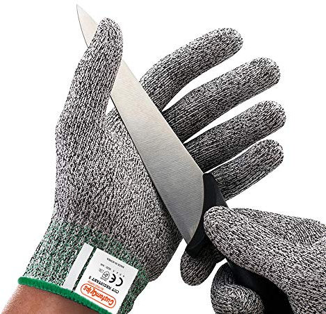 CustomGrips Cut Resistant Gloves, Level 5, Highest Grade Protection Safety Gloves, Food Grade, High Performance for Meat Cutting, Oyster Shucking and Kitchen Work [Medium, 2 Pairs]