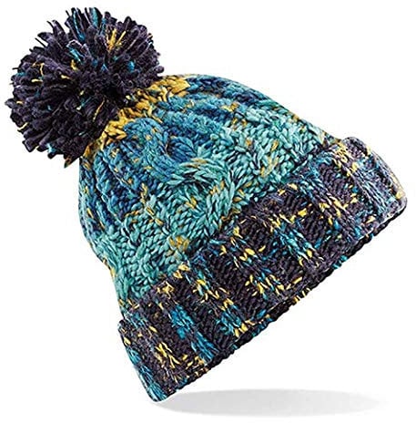 4sold Herren Damen Wurm Winter Style Beanie Strickmütze Mütze mit Fellbommel Bommelmütze HAT SKI Gestrickte Pudelmütze Plain Ski Pom Wooly Cap (Einheitsgröße, Marine Splash)
