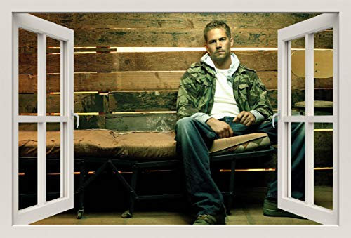 Unified Distribution Fast and Furious Paul Walker - Wandtattoo mit 3D Effekt, Aufkleber für Wände und Türen Größe: 92x61 cm, Stil: Fenster