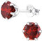 EYS JEWELRY runde Damen Ohrringe Silber 925 - mit funkelnden Zirkonia Kristallen - 6 mm granat-rot - Ohrstecker Stecker