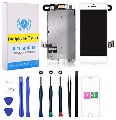 Ltzgo Écran Tactile Lcd Compatible Avec Iphone 7 Plus Écran Blanc Ensemble De Réparation D'écran De Remplacement Avec Outils ,Écouteur,Caméra Frontale