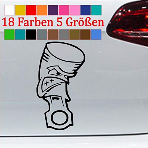 Kolben Aufkleber Tuning Sticker mehr Ps Bi Turbo Hubraum mega Piston JDM 70-Schwarz 10x5,5cm