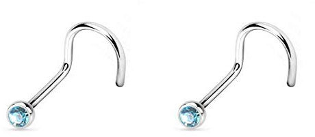 Titan Nasenpiercing Stecker | 2er SET Nasenstecker Piercing | 2,0mm Kristall |
