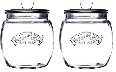 Kilner Preserving Push Top Curve Jar 0.85 Litre Clear/Transparent (Pack of 2)