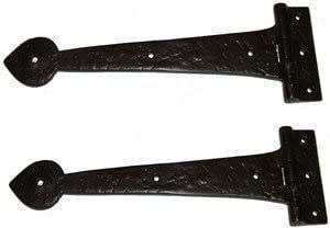 B&M - 15'' Spear End Door Tee Hinges in Black Cast Iron (Pair)