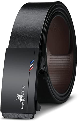 Gürtel Herren, Ledergürtel Herren Schwarz Automatikschließe Gürtel Schnellverschluss Ratsche Gürtel ohne löcher verstellbar für Herrenkleid Lässig Hose Anzug Jeans Hose, 35mm Breit, Größe Angepasst