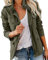 Tomwell Veste Femme Militaire Blouson Parka pour Femme Mi-Saison Manteau Court Casual Zipper Jacket Poches Utility Jacket Automne Hiver Veste Manteau Outwear A Armée Verte XXL