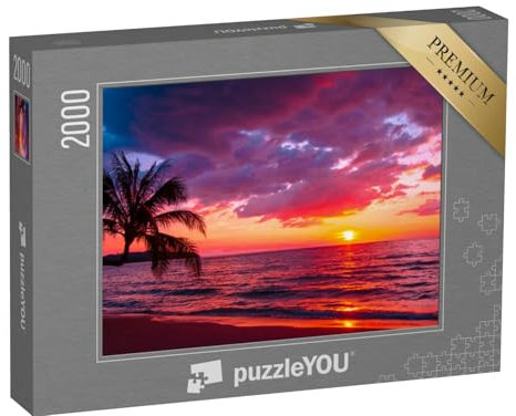 puzzleYOU: Puzzle 2000 Teile „Tropischer Sonnenuntergang am Strand“ – aus der Puzzle-Kollektion Sonnenuntergang