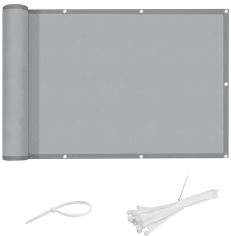 LOVE STORY Brise Vue pour Balcon 120x500cm, Imperméable Couverture de Confidentialité Écran(PES),Protection UV Opaque pour Balcon with Cable Ties,Pare-Soleil pour Jardin Extérieur,Gris