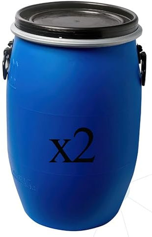Aude plastique - 2 FUTS/Bidons 60 litres Bleu à Ouverture Totale (2)