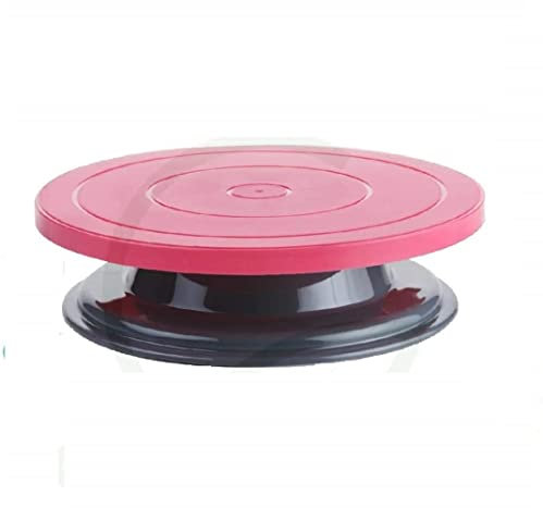 NOBEL Cake Decorating Rotating Turntable Revolving Stand Sugar Craft Cake Tools Decorating 360 Degree Round Easy Rotate (Red Cake Table)